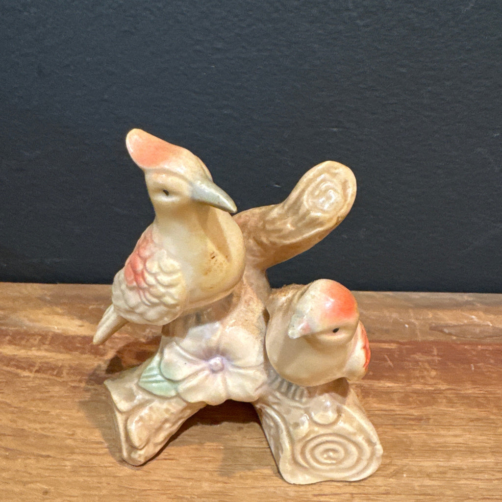 Vintage Ceramic Bird Pair on Branch