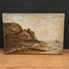 Antique 1890 Coastal Landscape Oil Painting