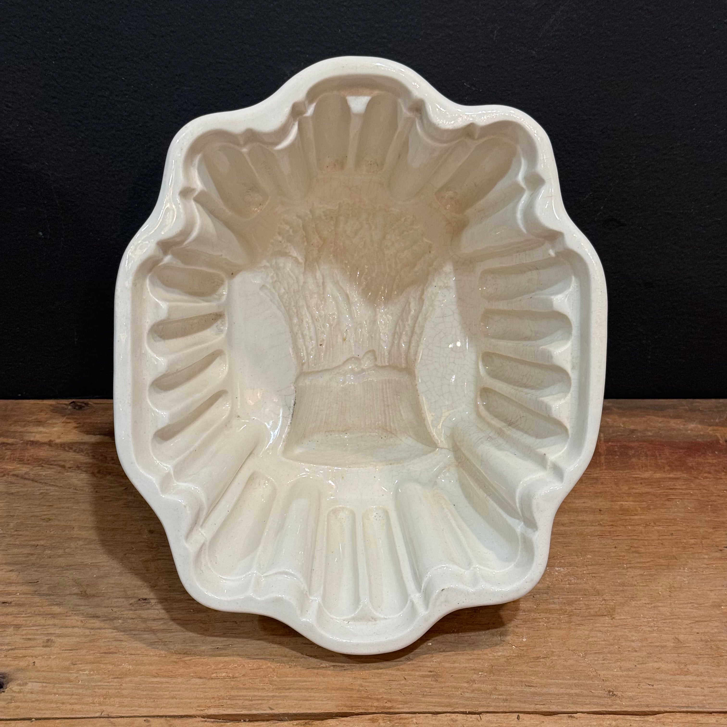 Vintage Minton's England White Ironstone Wheat Sheaf Jelly Mold