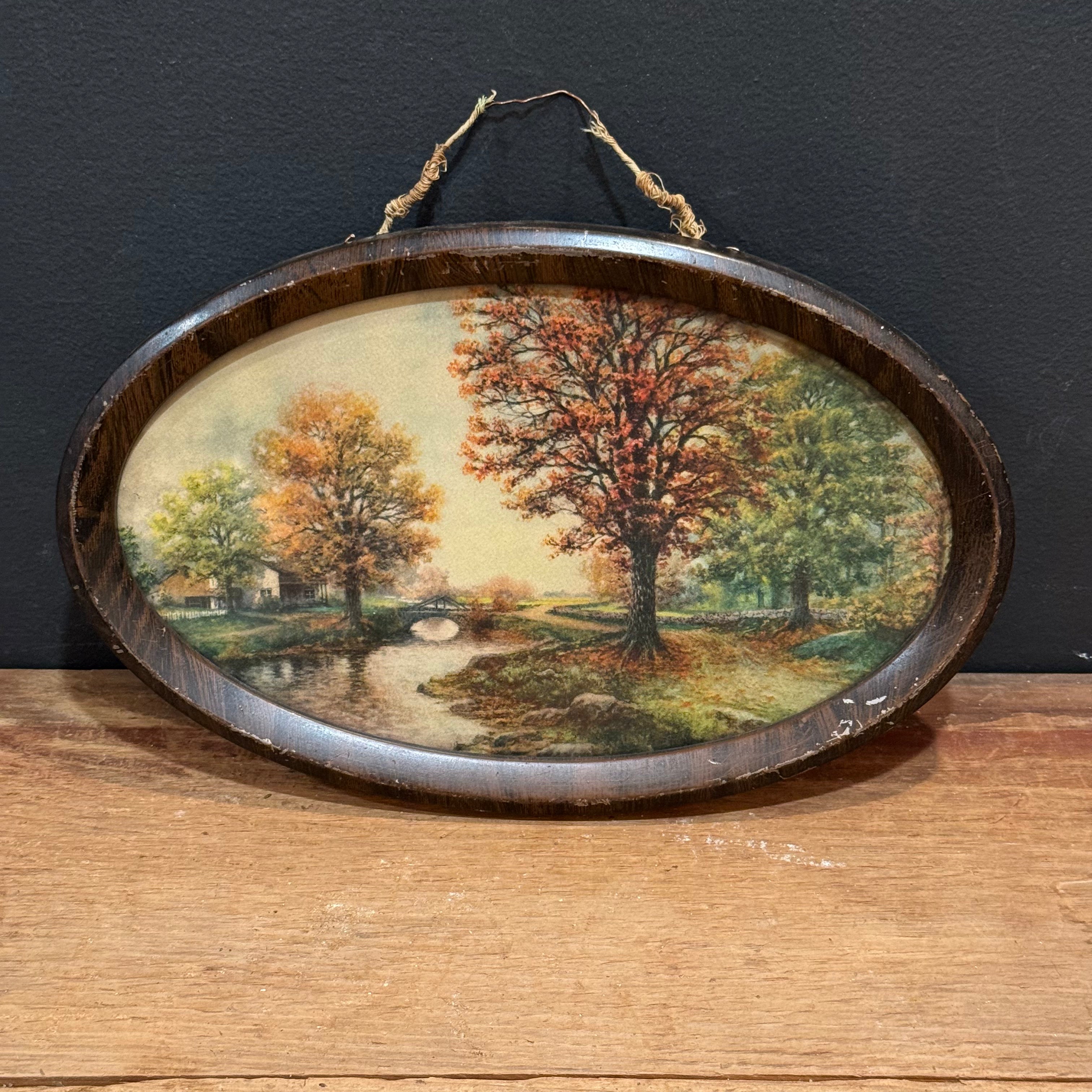 Oval Autumn Landscape Print