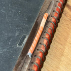 Antique Leather-Laced School Slate with Original Chalk Pencil