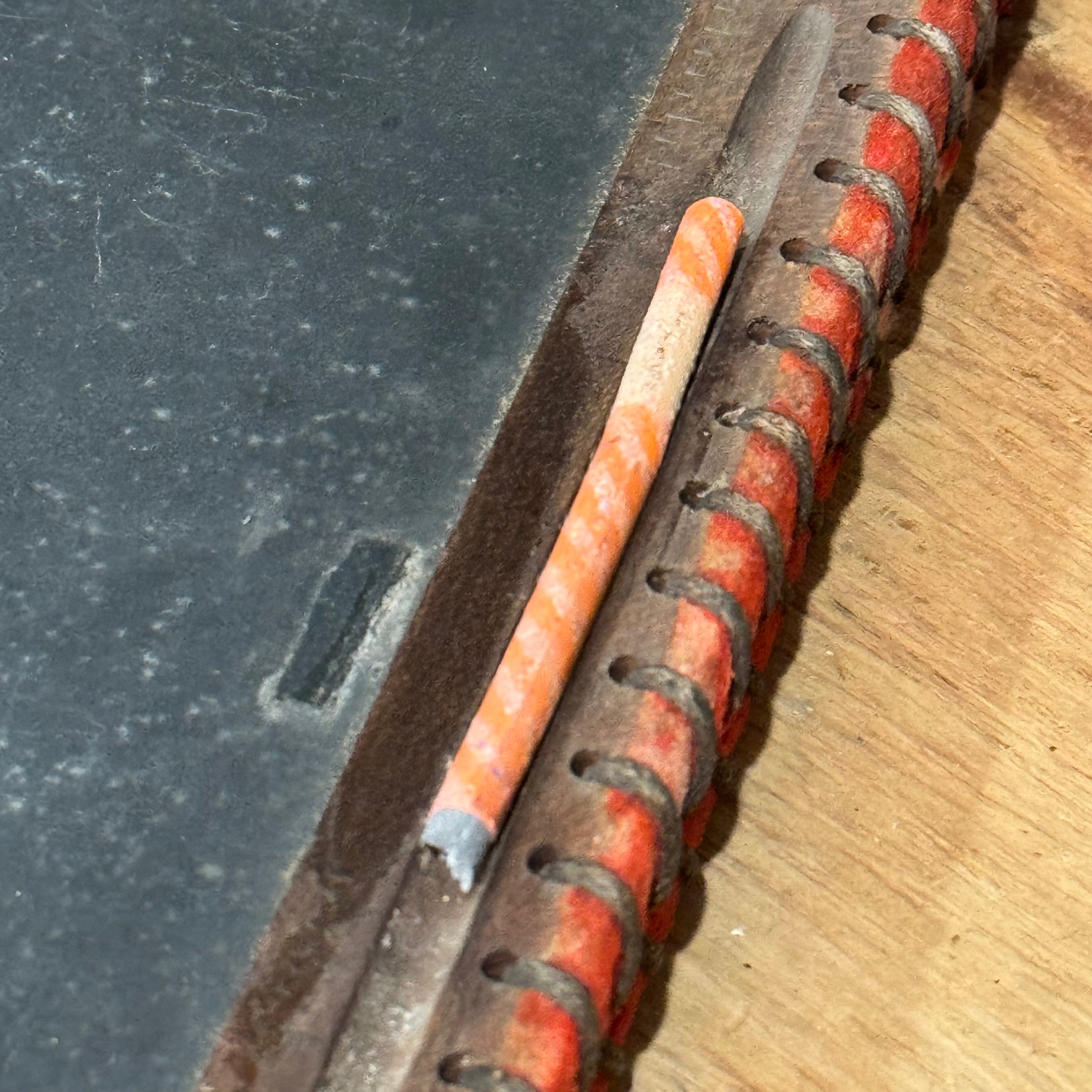 Antique Leather-Laced School Slate with Original Chalk Pencil