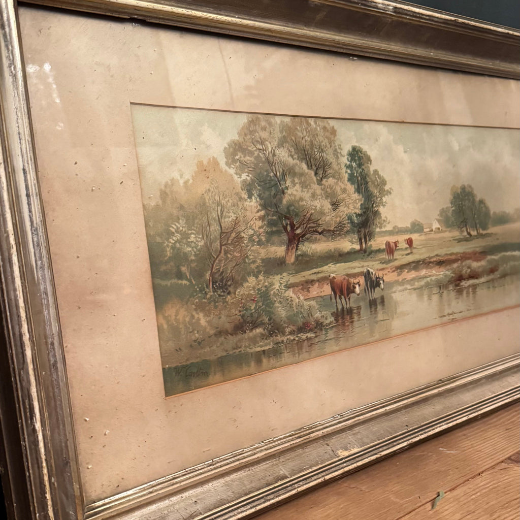 Antique Framed Pastoral Watercolor, Signed R. Carlson