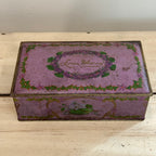 Antique Louis Sherry New York Lavender Floral Lithograph Candy Tin