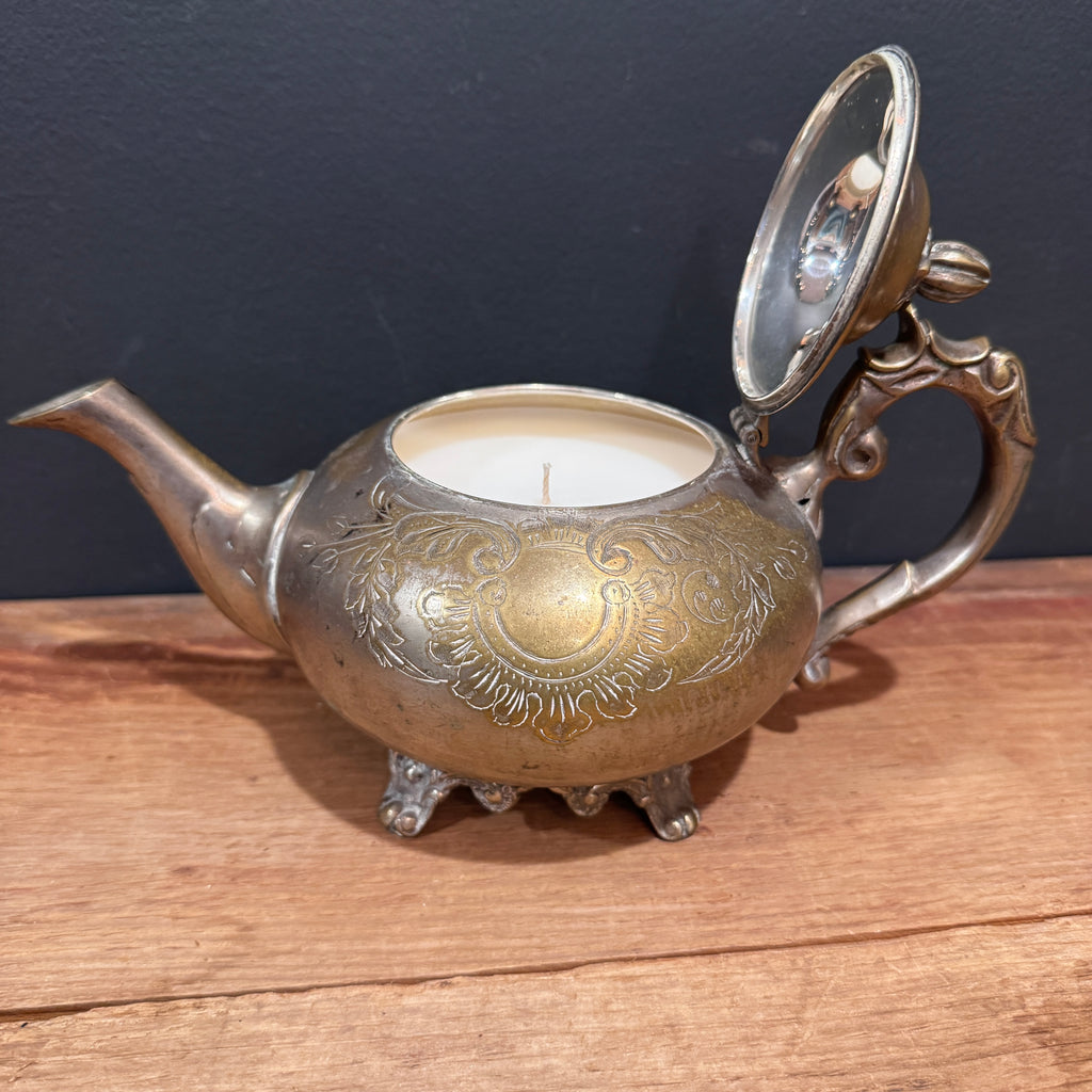 Vintage Silver-plate Teapot Candle 23oz.