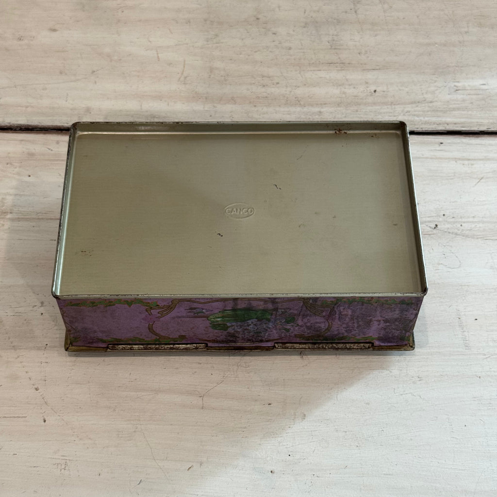Antique Louis Sherry New York Lavender Floral Lithograph Candy Tin