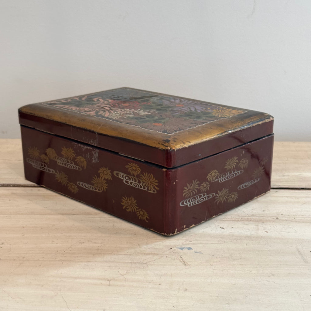Vintage Japanese Lacquer Wood Jewelry Box