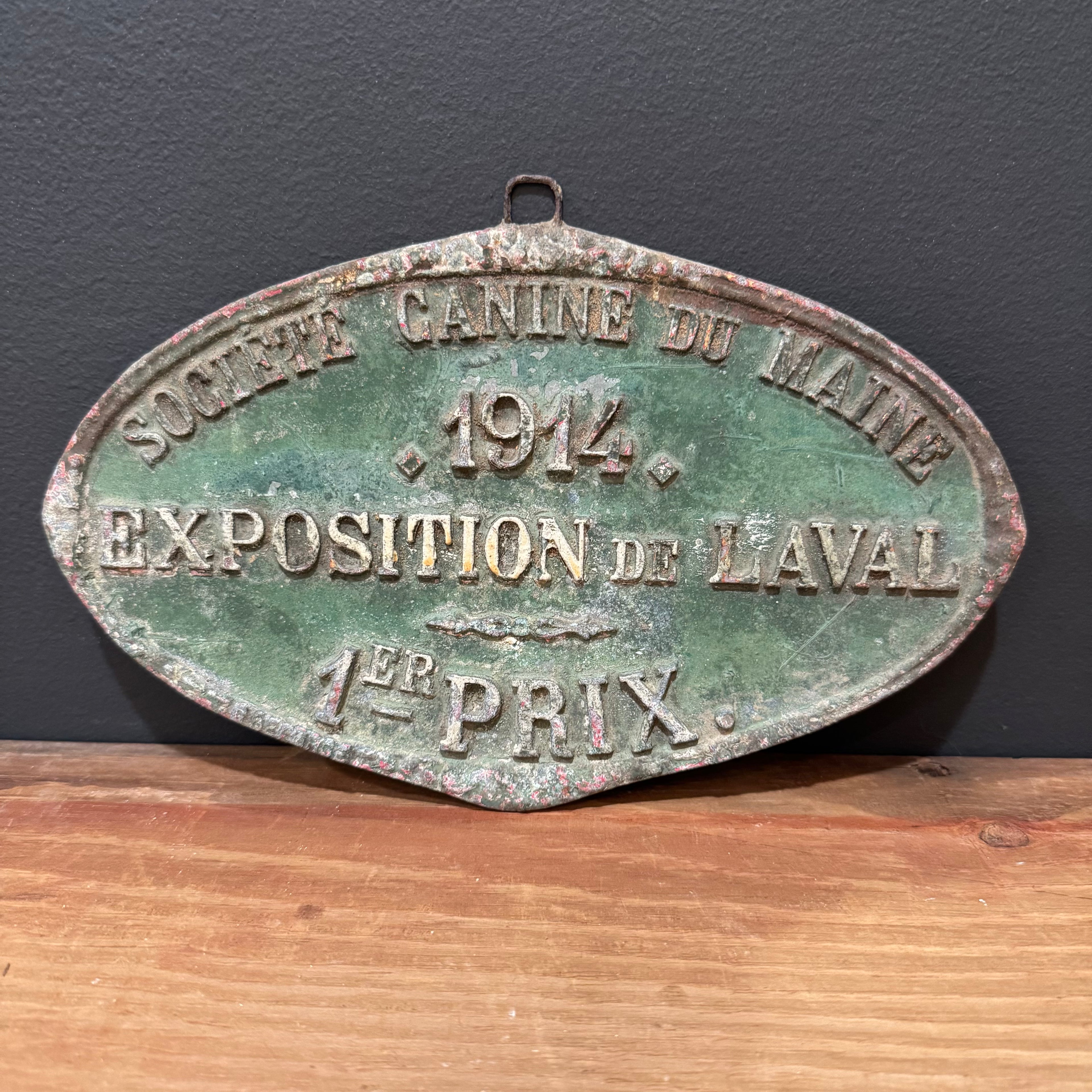 Antique French Dog Show Plaque 1st Place