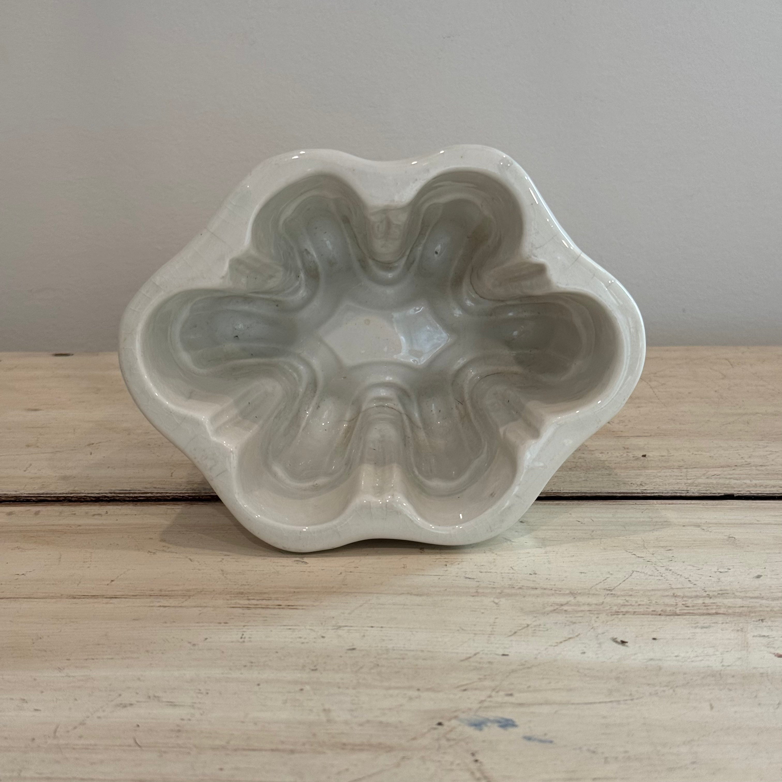 Vintage White Ironstone Blancmange Jelly Mold
