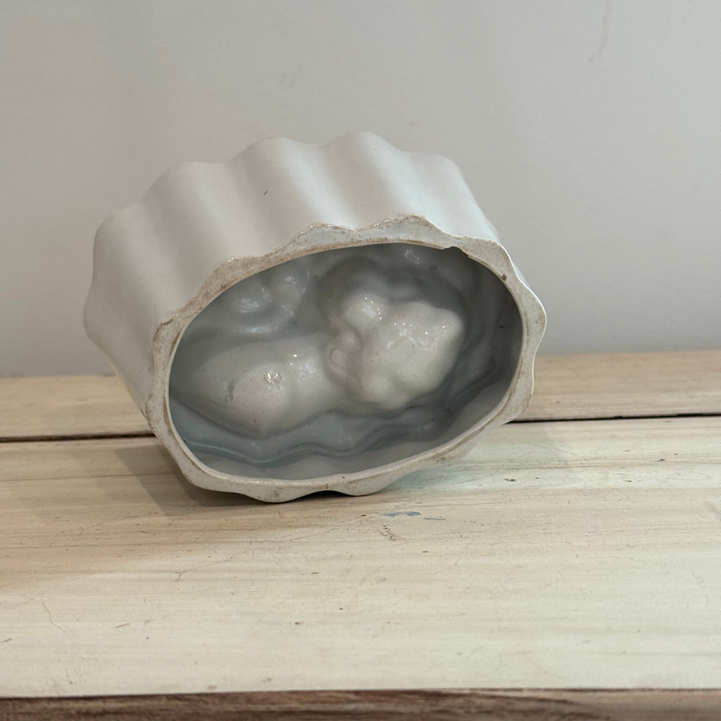 Antique White Ironstone Lion Jelly Mold