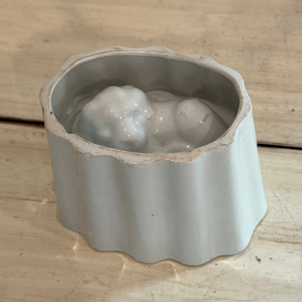 Antique White Ironstone Lion Jelly Mold