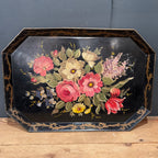 Vintage Hand-Painted Floral Tole Tray