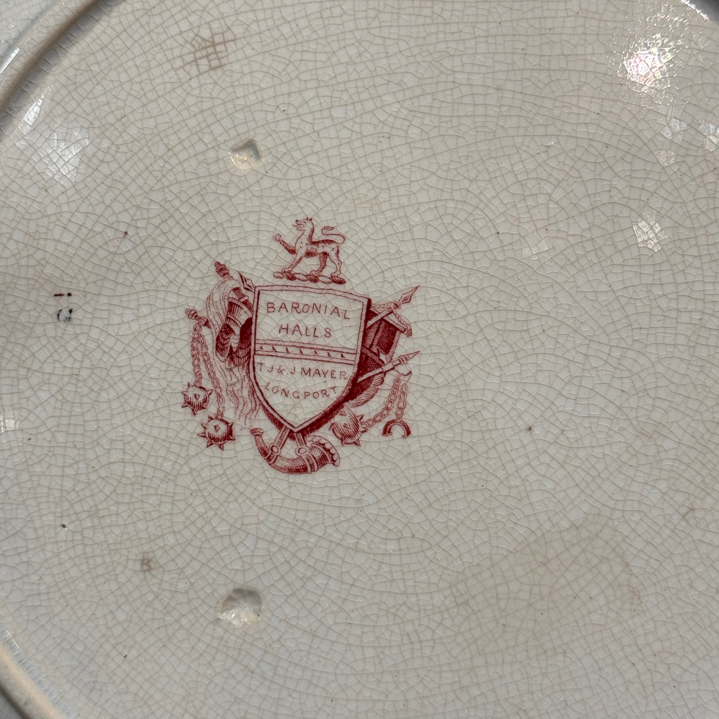 Antique English “Baronial Halls” Red Transferware Plate by T. J. & J. Mayer