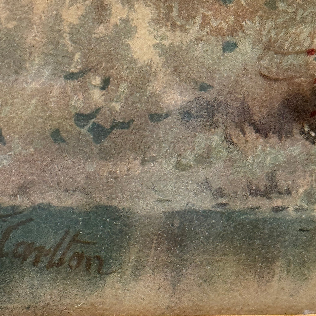 Antique Framed Pastoral Watercolor, Signed R. Carlson