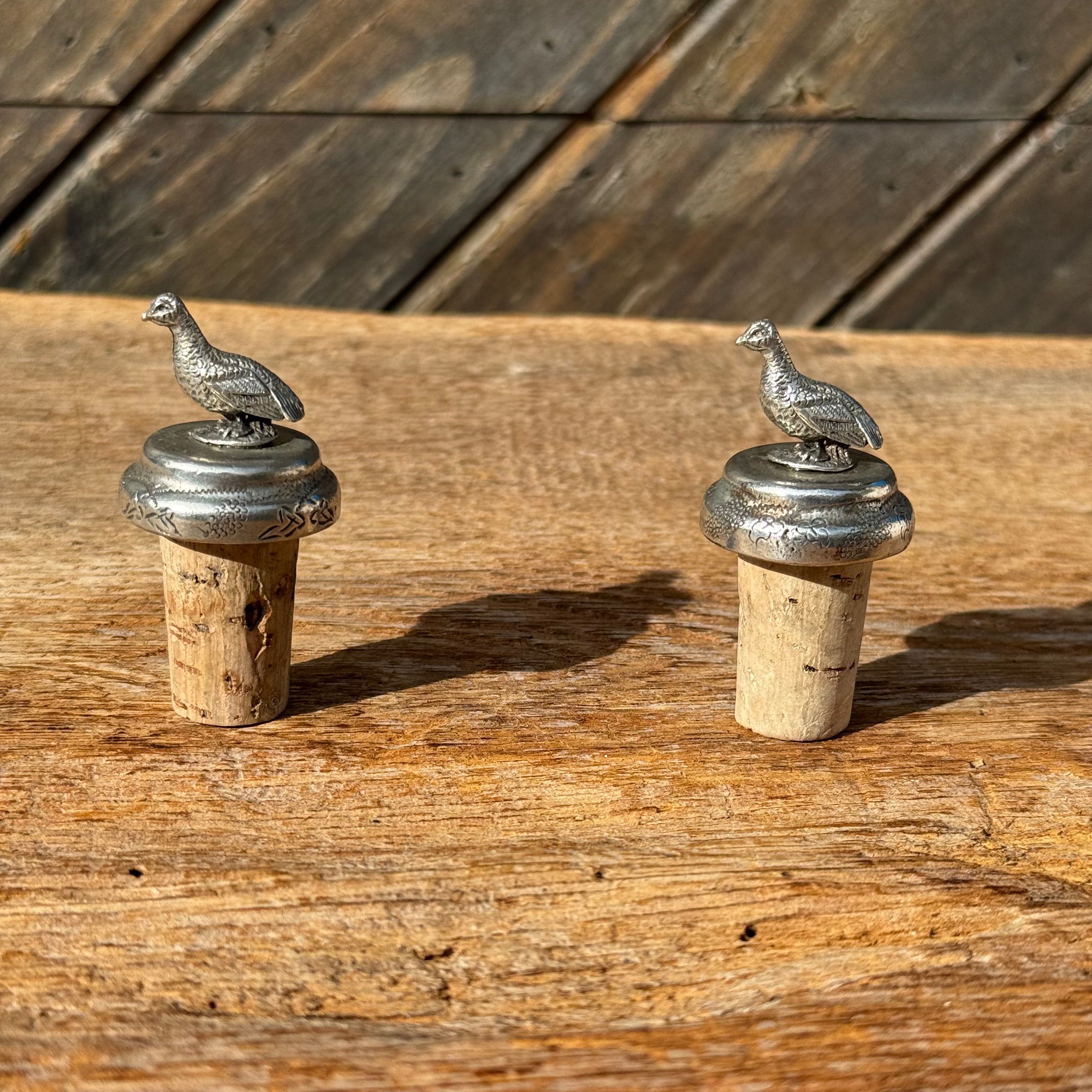 Grouse Pewter Bottle Stopper Pair