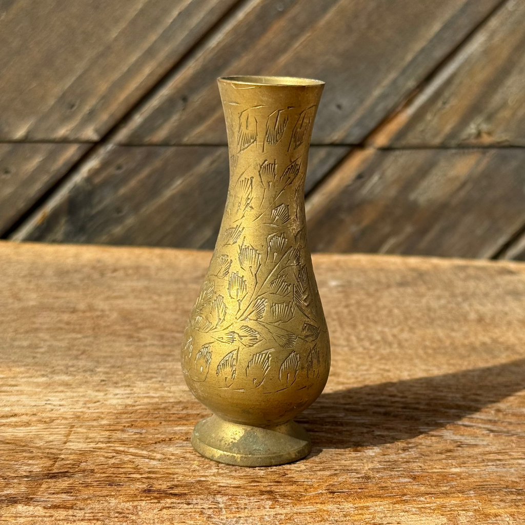 Indian Etched Brass Vase