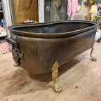 Large Antique Brass Jardinière / Champagne Cooler on Lion Paw Feet, c. 1880–1910