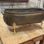 Large Antique Brass Jardinière / Champagne Cooler on Lion Paw Feet, c. 1880–1910