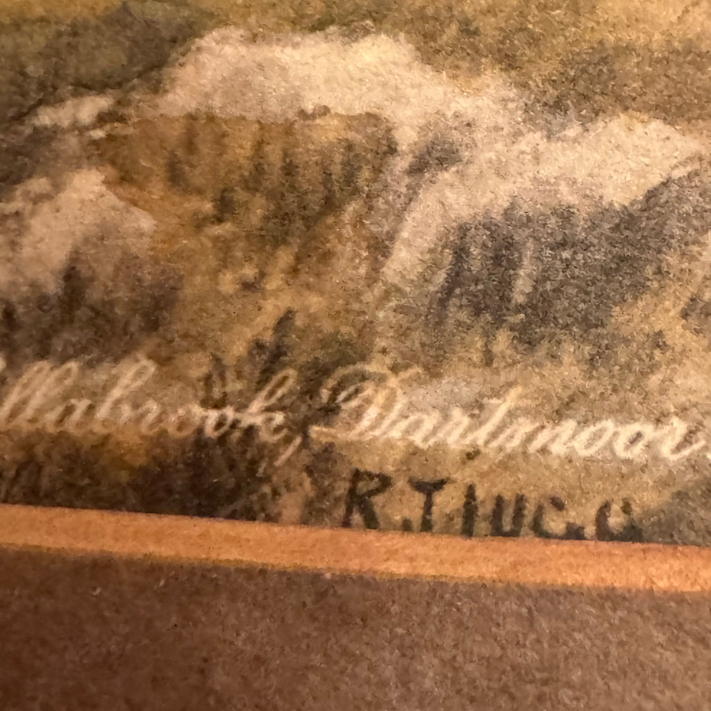 Antique Pair of English Framed Dartmoor Landscapes – Chagford Ancient Bridge at Wallabrook & Vixen and Mis Tors