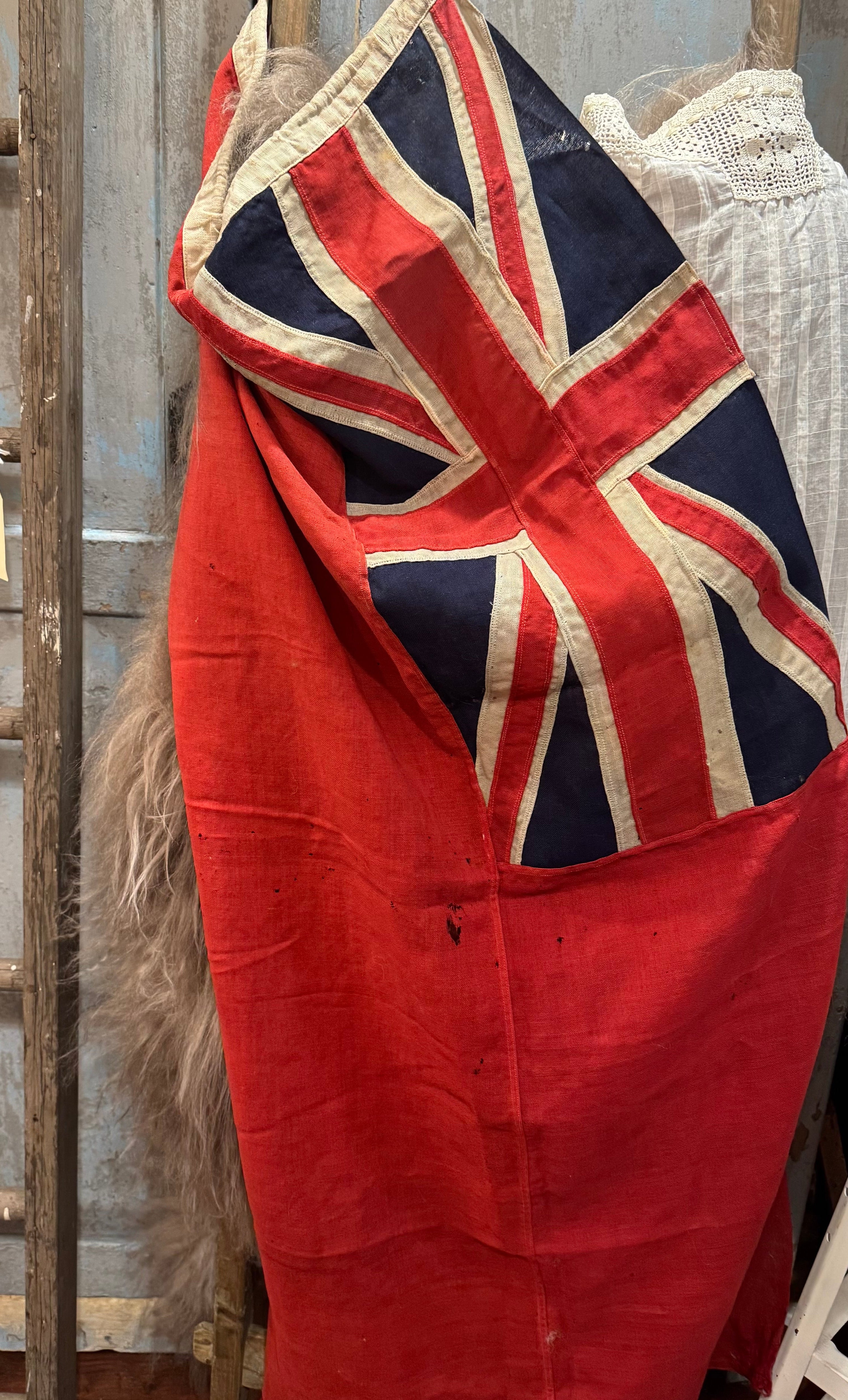 Authentic Vintage British Union Jack Maritime Flag by Imray, Laurie, Norie & Wilson Ltd., London | Original Rope & Wooden Toggle