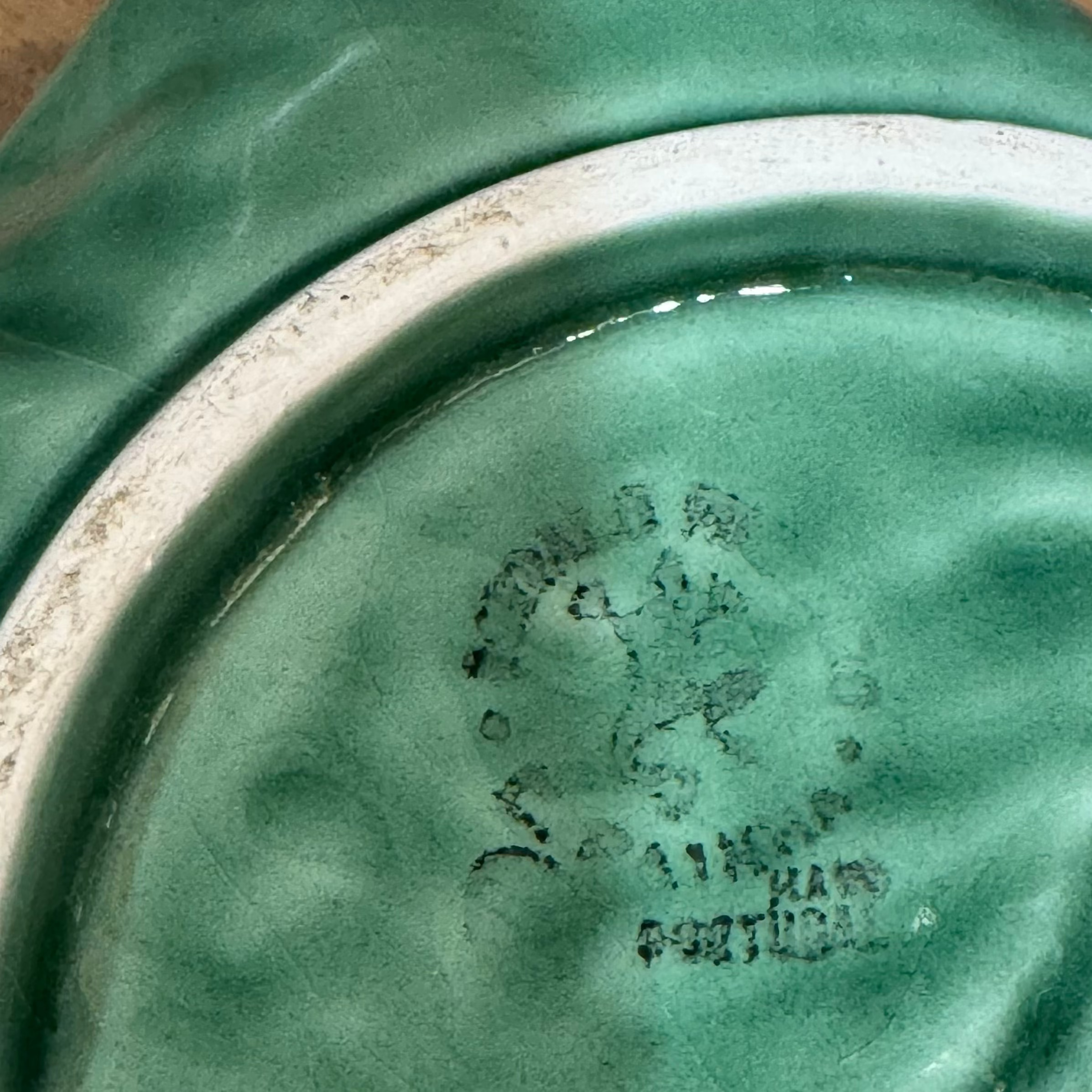 Vintage Bordallo Pinheiro Majolica Apple Jam Pot with Leaf Underplate