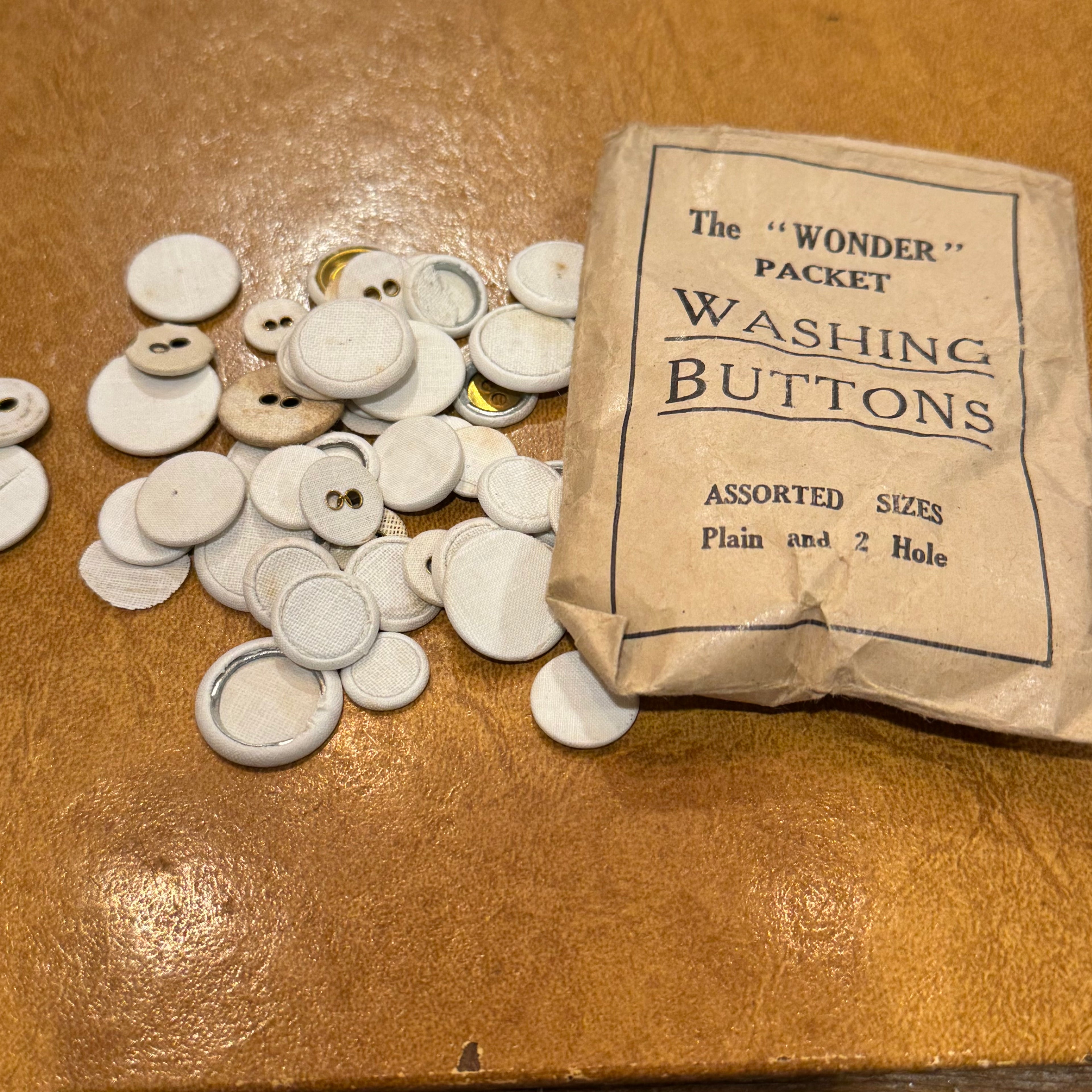 Vintage English "Wonder" Washing Buttons in Original Packet