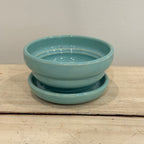 Vintage McCoy Aqua Ceramic Planter with Saucer