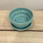 Vintage McCoy Aqua Ceramic Planter with Saucer