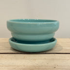Vintage McCoy Aqua Ceramic Planter with Saucer