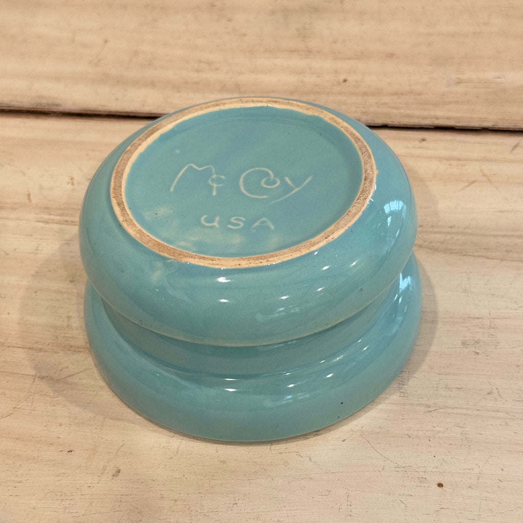 Vintage McCoy Aqua Ceramic Planter with Saucer