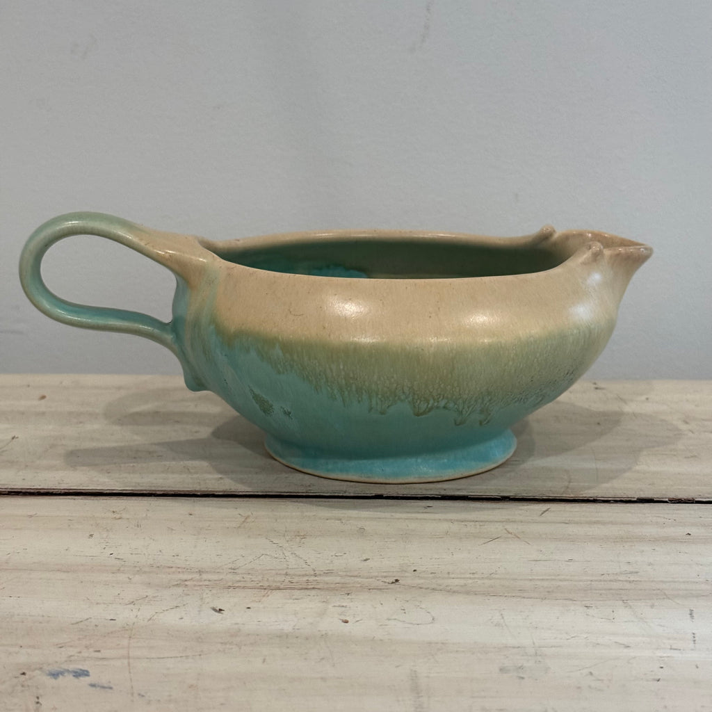 Aqua Drip Glaxe Signed Studio Pitcher
