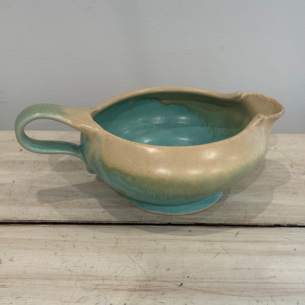 Aqua Drip Glaxe Signed Studio Pitcher