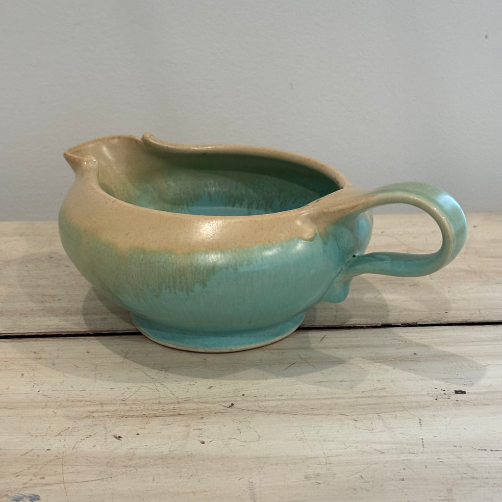 Aqua Drip Glaxe Signed Studio Pitcher