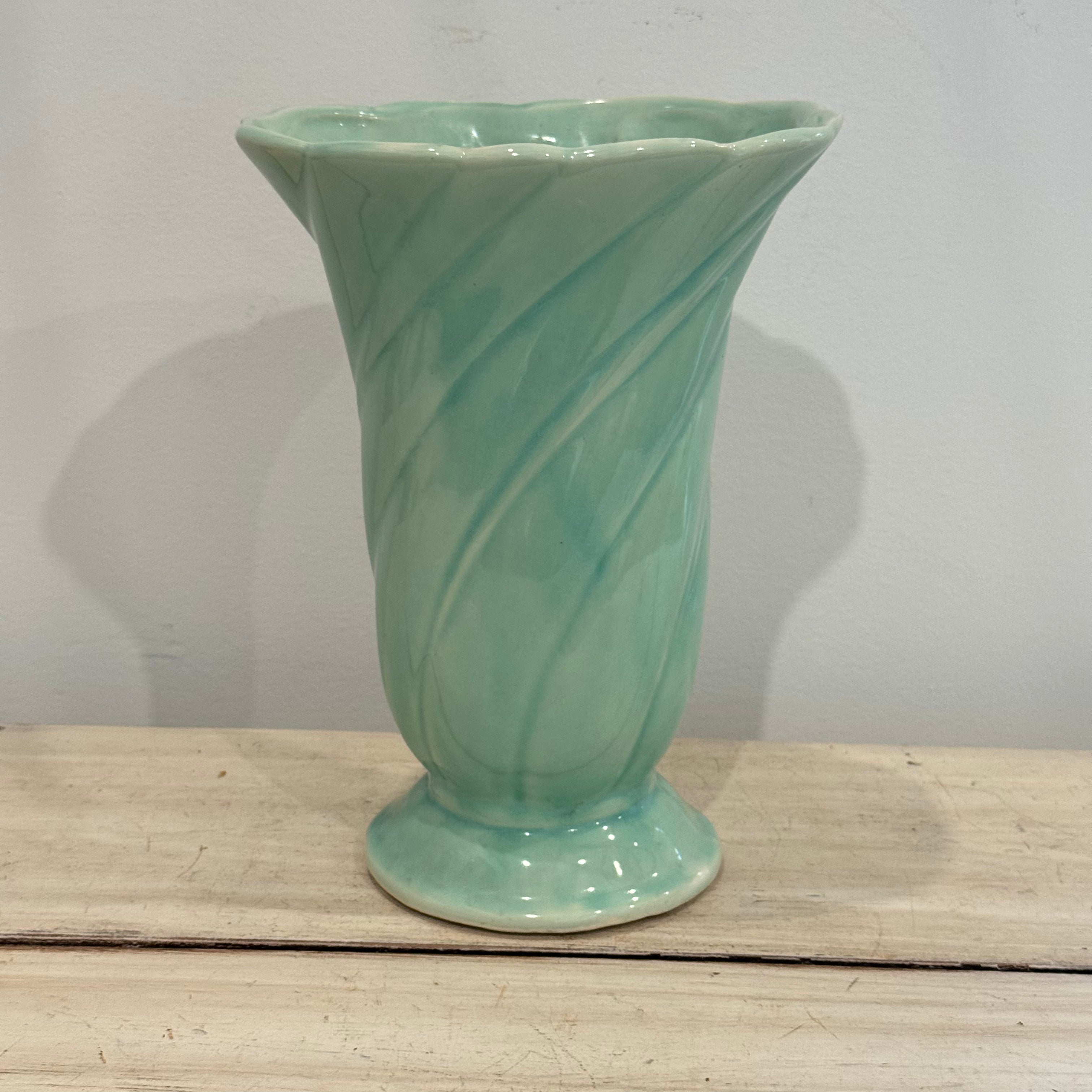Vintage Aqua Swirl Vase