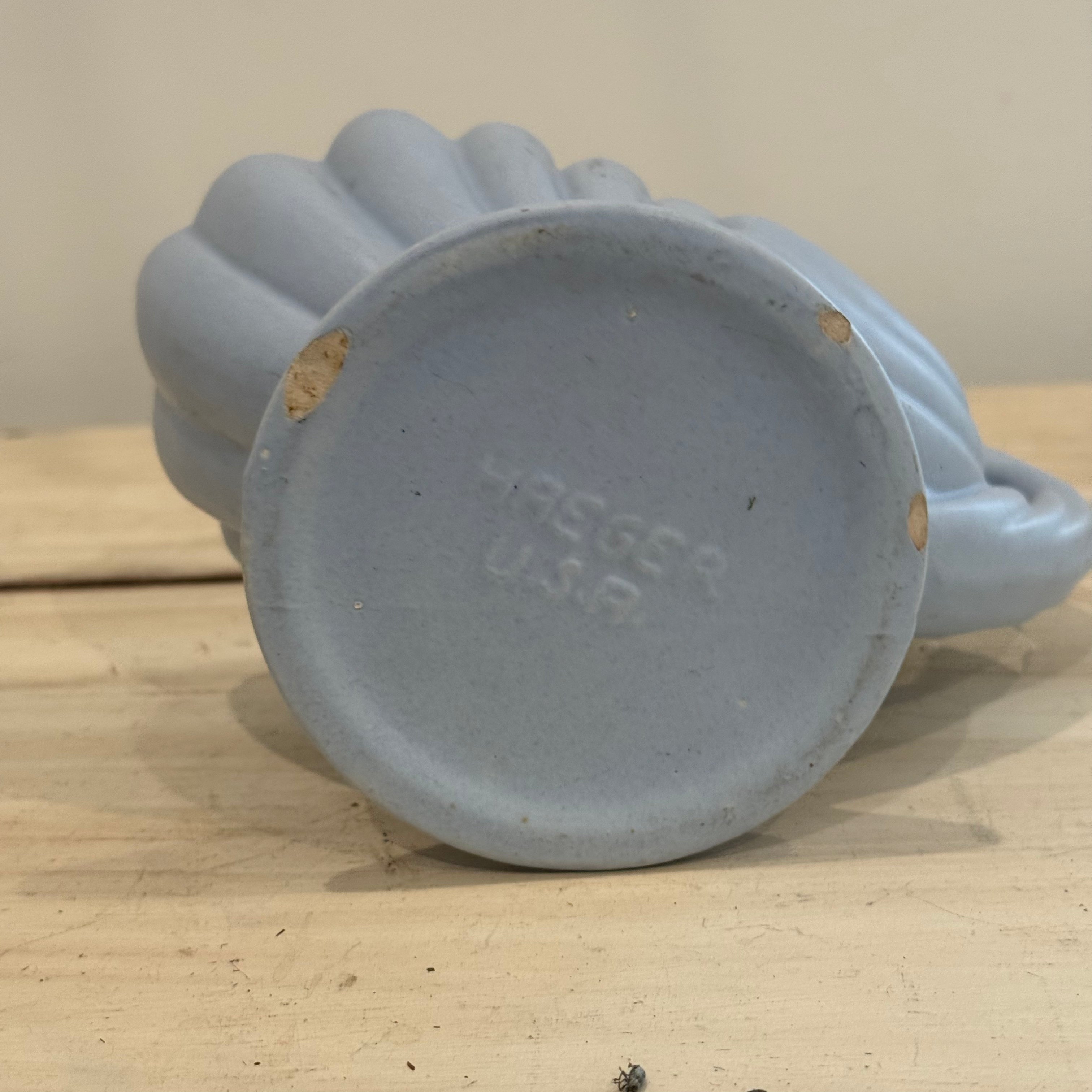 Vintage Powder Blue Shell Cornucopia Planter