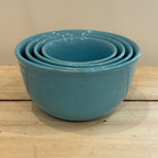Vintage Oxford Stone Ware Aqua Nesting Bowls – Set of 4