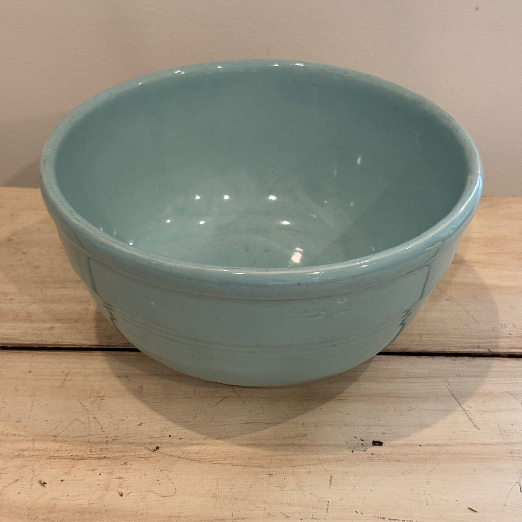 Vintage Oxford Stone Ware Aqua Mixing Bowl – 9"