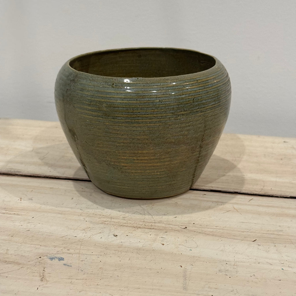 Hand-Thrown Green Glazed Studio Pottery Bowl