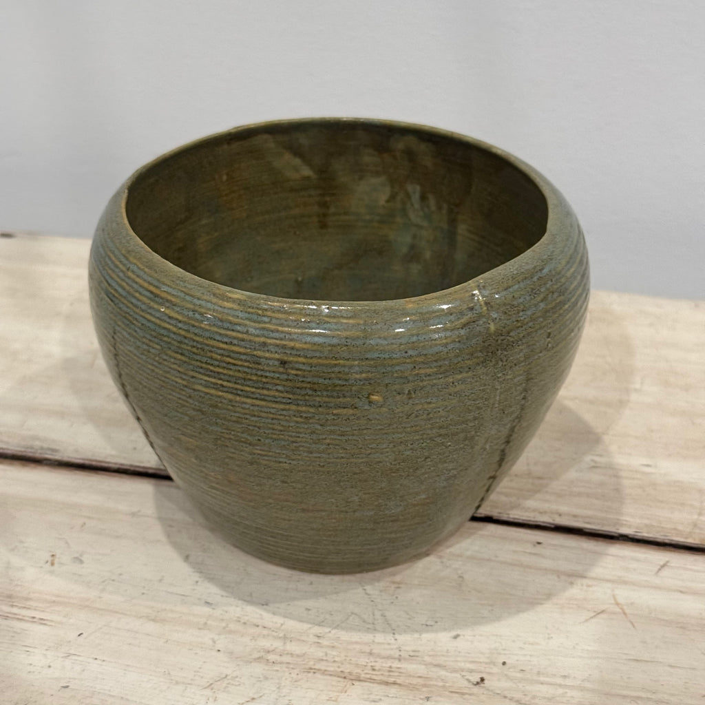 Hand-Thrown Green Glazed Studio Pottery Bowl