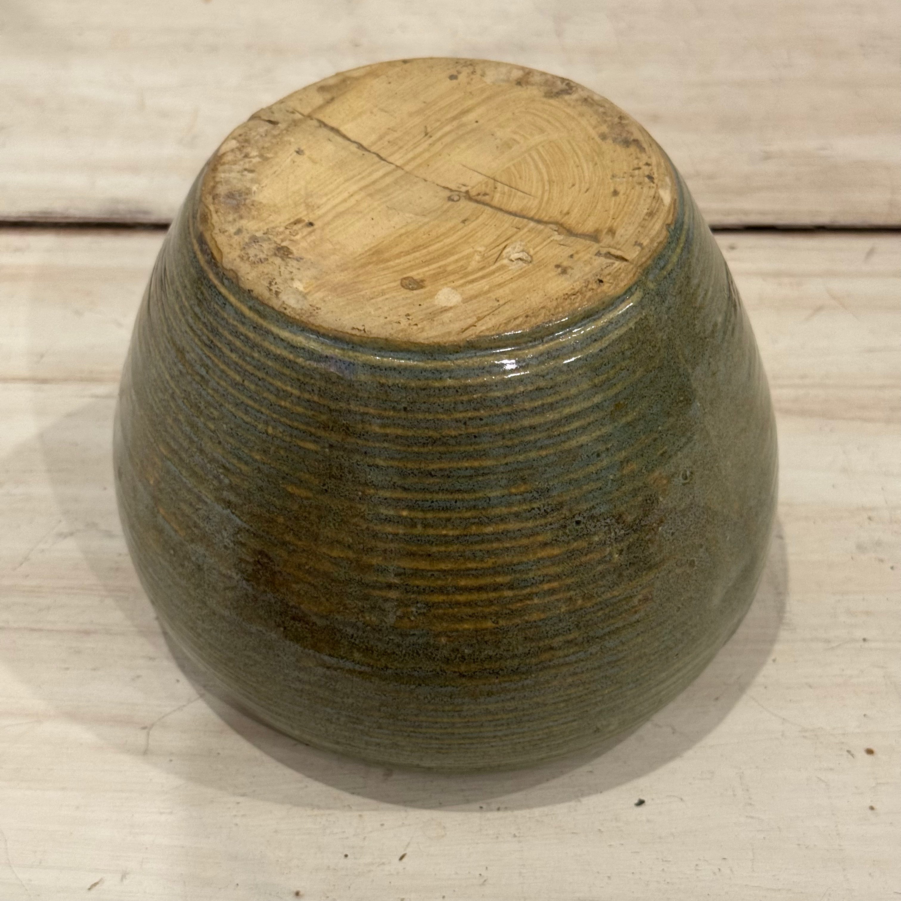 Hand-Thrown Green Glazed Studio Pottery Bowl