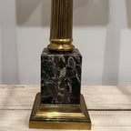 Neoclassical Brass & Black Marble Column Lamps — Pair