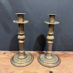 Antique Brass Candlestick Pair