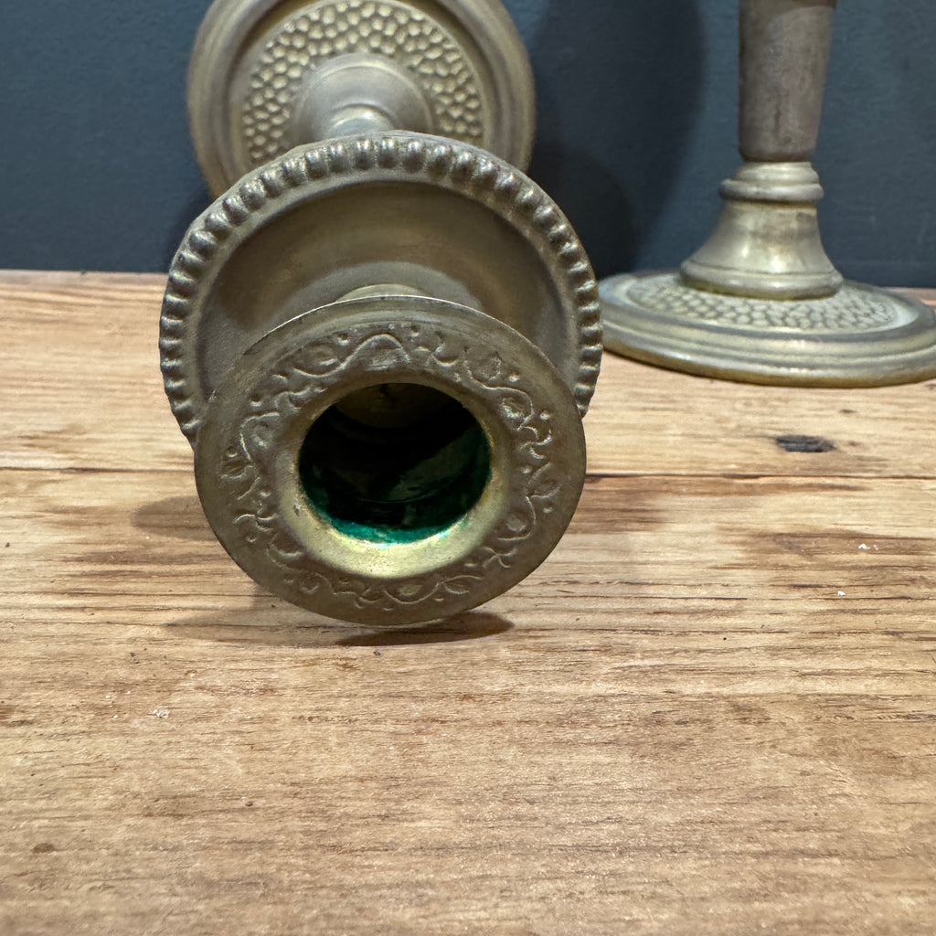 Antique Brass Candlestick Pair