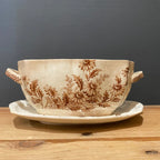 Brown Transferware Sauce Tureen – “Daisy” Pattern