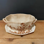 Brown Transferware Sauce Tureen – “Daisy” Pattern