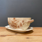 Brown Transferware Sauce Tureen – “Daisy” Pattern