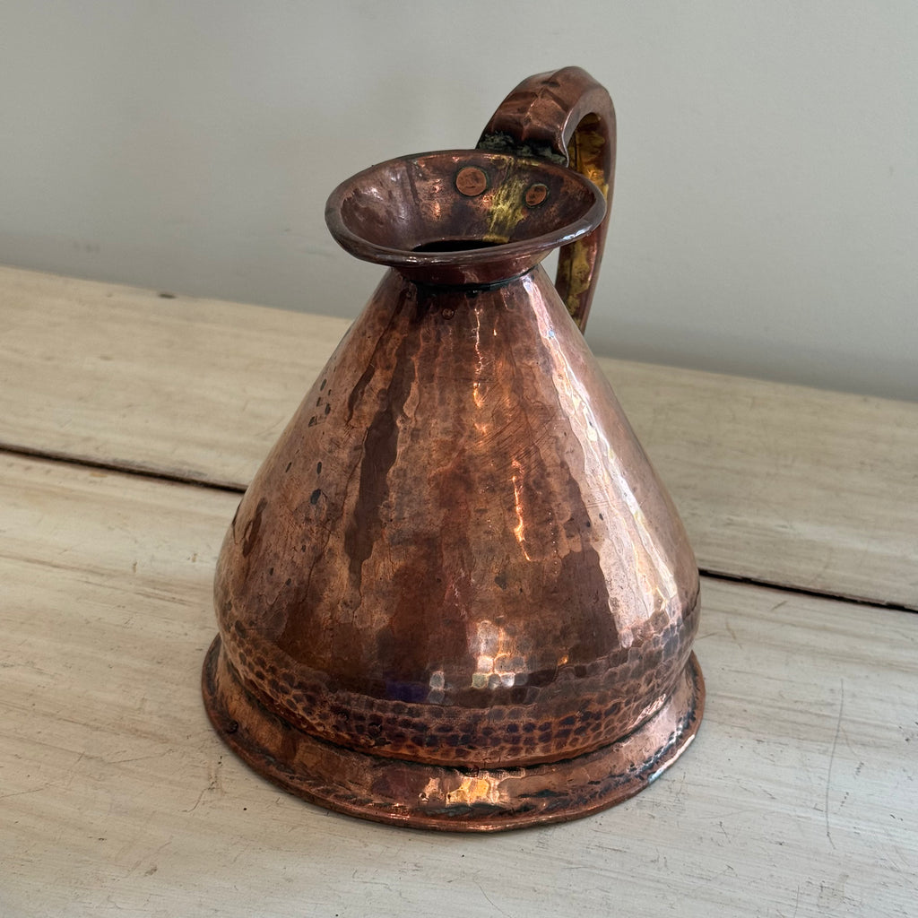 Victorian Hammered Copper Quart Haystack Jug