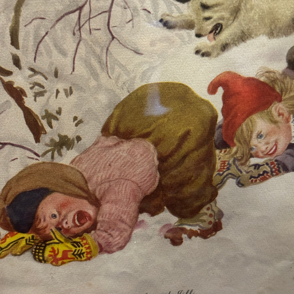 Vintage “Jack and Jill” Illustrated Print by E. Rotanovsky