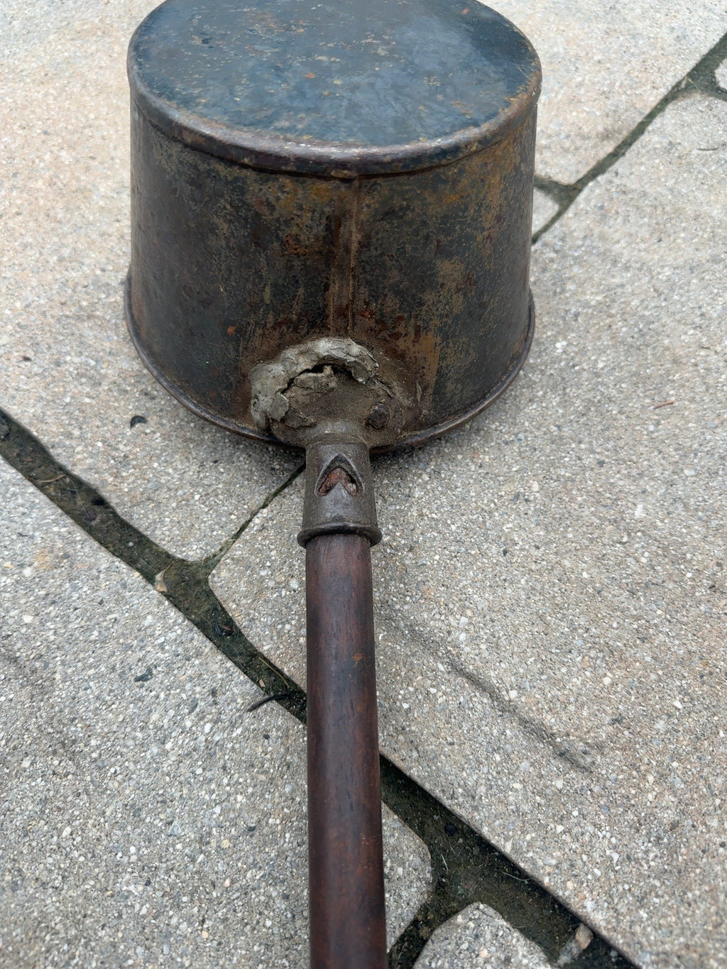 Antique Primitive Tinned Iron Long-Handled Hearth Dipper