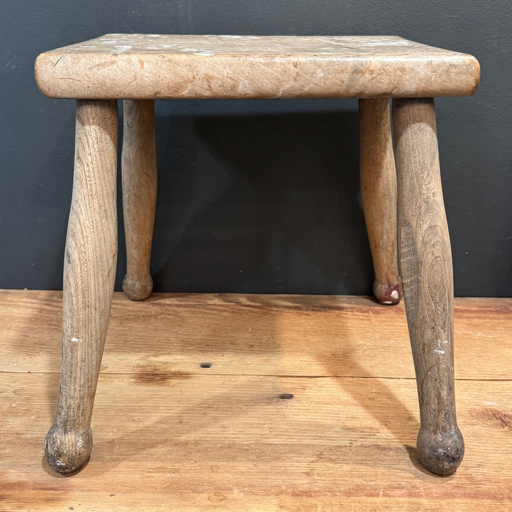 Antique English Elm Milking Stool | 19th Century Country Stool